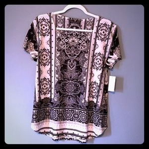 NWT Style & Co Graphic T-Shirt Black/White